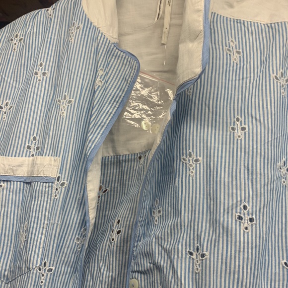 Anthropologie cezzane nightgown lounge dress new size small eyelet blue white - Picture 5 of 9